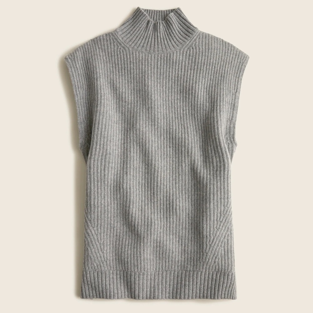 J.Crew Women’s Cashmere Sleeveless Turtleneck Tunic Sweater Grey